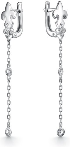 Серьги АЛЬКОР 02-4456_00СВ-00 вес 2.6 г серебро, фианит купить,NaN