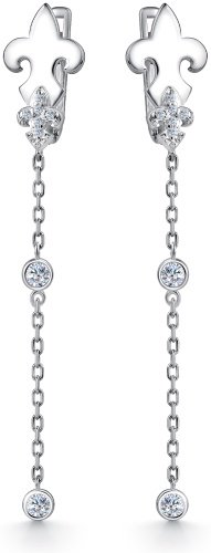 Серьги АЛЬКОР 02-4456_00СВ-00 вес 2.6 г серебро, фианит купить,NaN