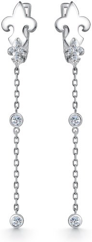 Серьги АЛЬКОР 02-4456_00СВ-00 вес 2.6 г серебро, фианит купить,NaN