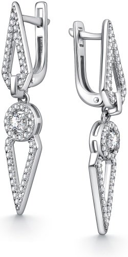 Серьги АЛЬКОР 02-4348_00КЦ-00 вес 3.7 г серебро, фианит купить,NaN