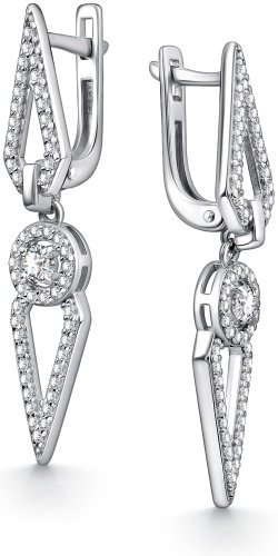 Серьги АЛЬКОР 02-4348_00КЦ-00 вес 3.7 г серебро, фианит купить,NaN