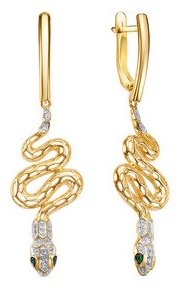 Серьги КЮЗ Дельта л1207603 вес 4.9 г золото, фианит купить,397600