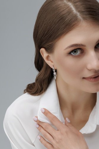 Серьги АЛЬКОР 02-4348_00КЦ-00 вес 3.7 г серебро, фианит купить,NaN