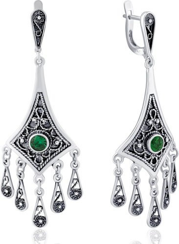 Серьги Кристалл-L С-25-60_з вес 13 г серебро, фианит купить,NaN