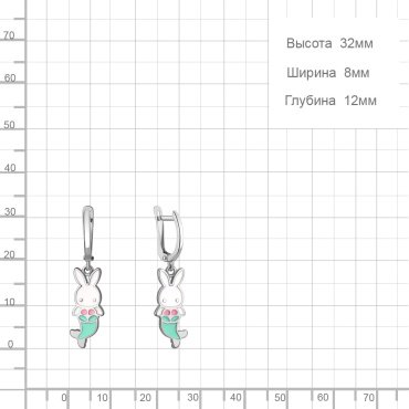 Серьги AQUAMARINE 34526 вес 2.6 г серебро, эмаль купить,NaN