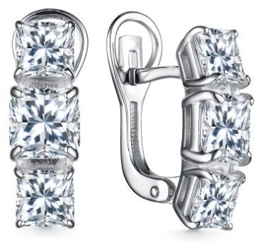 Серьги АЛЬКОР 02-3863 вес 5.3 г серебро, фианит купить,NaN