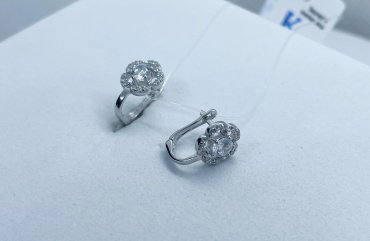 Серьги Кристалл-L С-15_б вес 1.6 г серебро, фианит купить,NaN