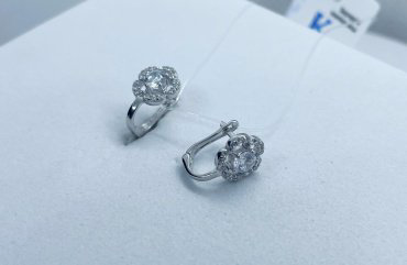 Серьги Кристалл-L С-15_б вес 1.6 г серебро, фианит купить,NaN