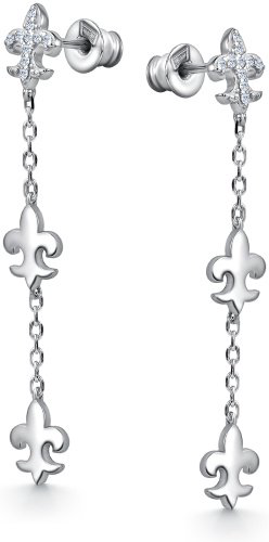 Серьги АЛЬКОР 02-4455_00КЦ-00 вес 2.4 г серебро, фианит купить,24840