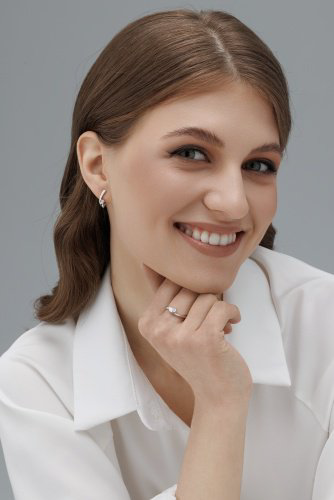 Серьги АЛЬКОР 02-4328_000Б-00 вес 2.6 г серебро, бриллиант купить,NaN