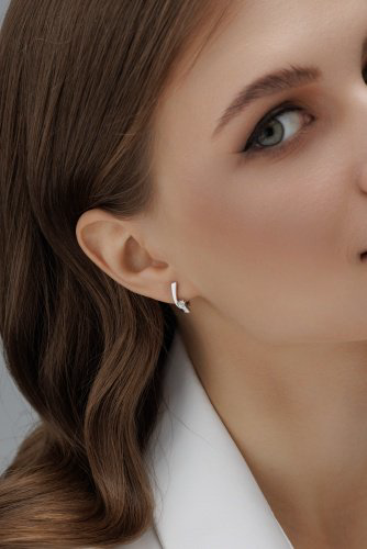 Серьги АЛЬКОР 02-4328_000Б-00 вес 2.6 г серебро, бриллиант купить,NaN