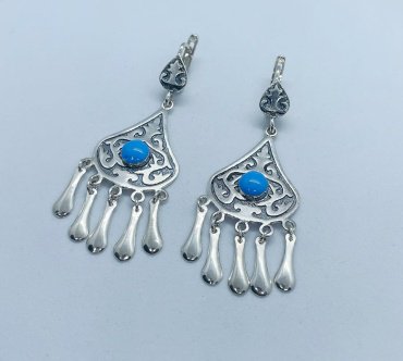 Серьги Кристалл-L С-35-67_г вес 11 г серебро, эмаль купить,26400