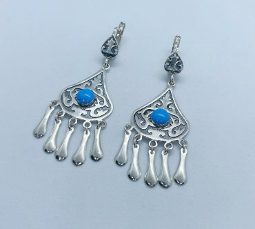 Серьги Кристалл-L С-35-67_г вес 11 г серебро, эмаль купить,26400