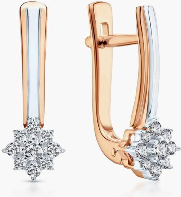 Серьги Эстет 01С1114540Р вес 3.5 г золото, фианит купить,NaN