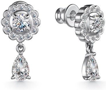 Серьги АЛЬКОР 02-2935_00КЦ-00 вес 2.8 г серебро, фианит купить,15840