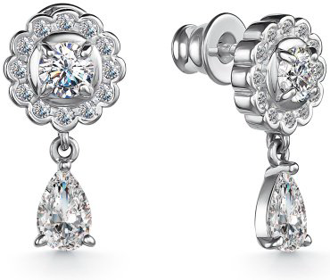 Серьги АЛЬКОР 02-2935_00КЦ-00 вес 2.8 г серебро, фианит купить,15840