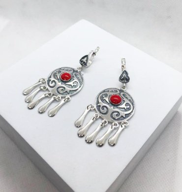Серьги Кристалл-L С-35-65 кр вес 12.6 г серебро, эмаль купить,32000