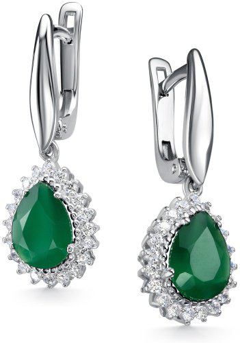 Серьги АЛЬКОР 02-3027_00АГ-00 вес 3.6 г серебро, агат, фианит купить,NaN