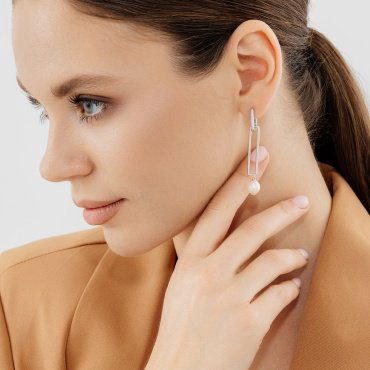 Серьги АЛЬКОР 02-3661_00ЖБ-00 вес 6.8 г серебро, культивированный жемчуг купить,25080