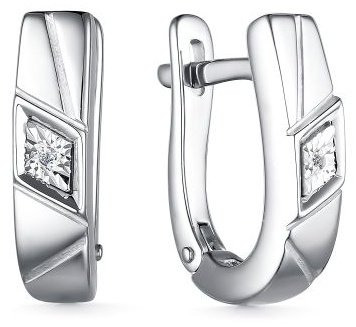 Серьги АЛЬКОР 02-3946_000Б-00 вес 3.3 г серебро, бриллиант купить,NaN
