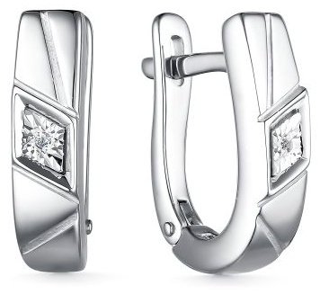 Серьги АЛЬКОР 02-3946_000Б-00 вес 3.3 г серебро, бриллиант купить,NaN