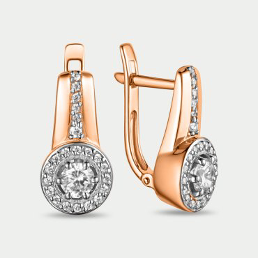 Серьги Династия 903382-1102 вес 3 г золото, фианит купить,245600