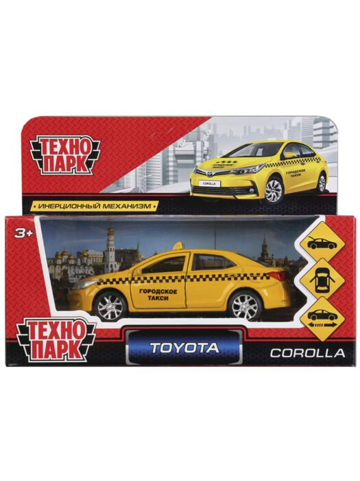 Машинка Технопарк  Toyota Corolla такси 12см желтая купить,NaN