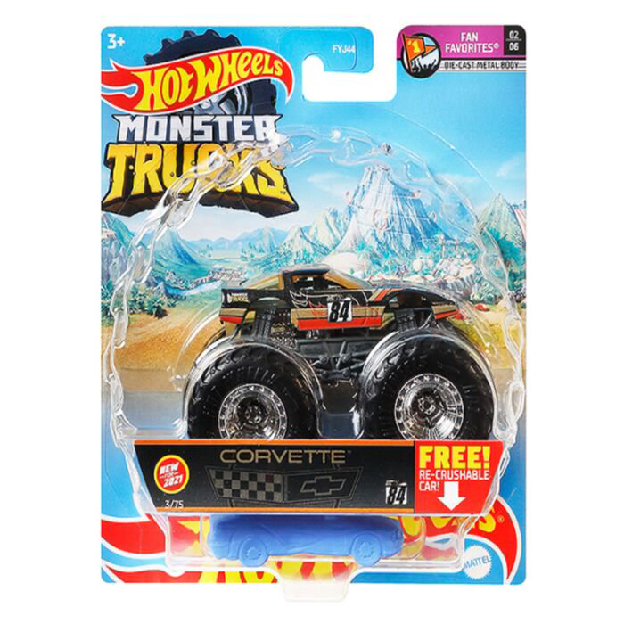 Машинка Hot Wheels Monster Trucks 1:64 Corvette FYJ44/GTH58 купить,NaN