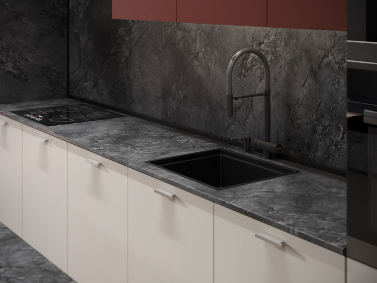 Столешница Мебель Азии Мрамор Империал 300×60×3.8см черный купить,NaN
