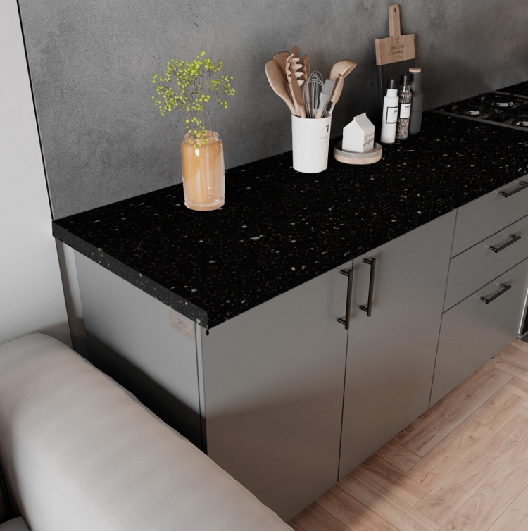 Столешница Мебель Азии Ледяная искра 300×60×3.8см черный купить,NaN