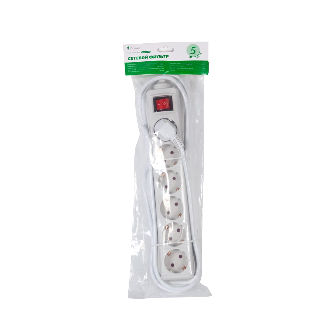 Сетевой фильтр iPower Office W6-50M 5м белый купить,NaN