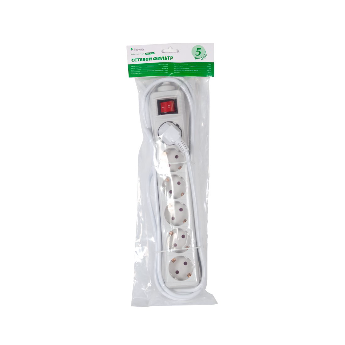 Сетевой фильтр iPower Office W6-50M 5м белый купить,NaN