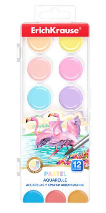 Краски акварельные Erich Krause Pastel 12 шт 12 цв 58518 купить,NaN