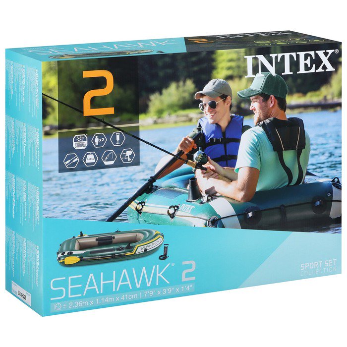 Надувная лодка Intex Seahawk 2 желто-зеленая