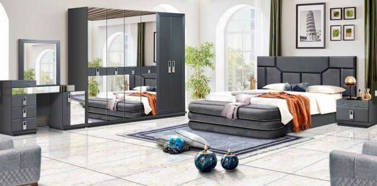 Спальный гарнитур Elegant Кавали 6Д серо-синий