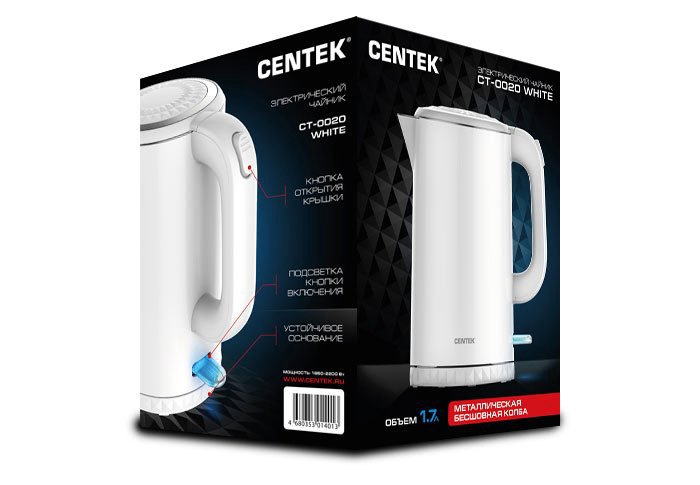 Электрочайник Centek CT-0020 1.7л белый - ForteMarket Электрочайник Centek CT-0020 1.7л белый купить,18990