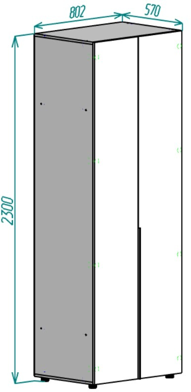 Шкаф Мебель Азиии Йорк 2Д 80.2x57x230см дуб вотан купить,81990