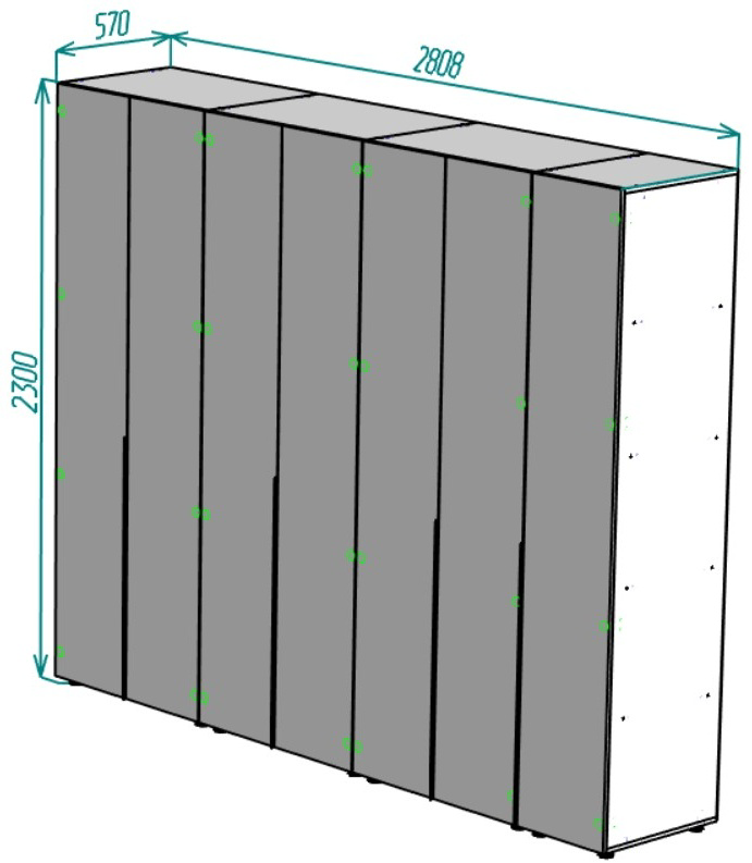 Комплект шкафов Мебель Азии Йорк 280.8x57x230см белый купить,243990