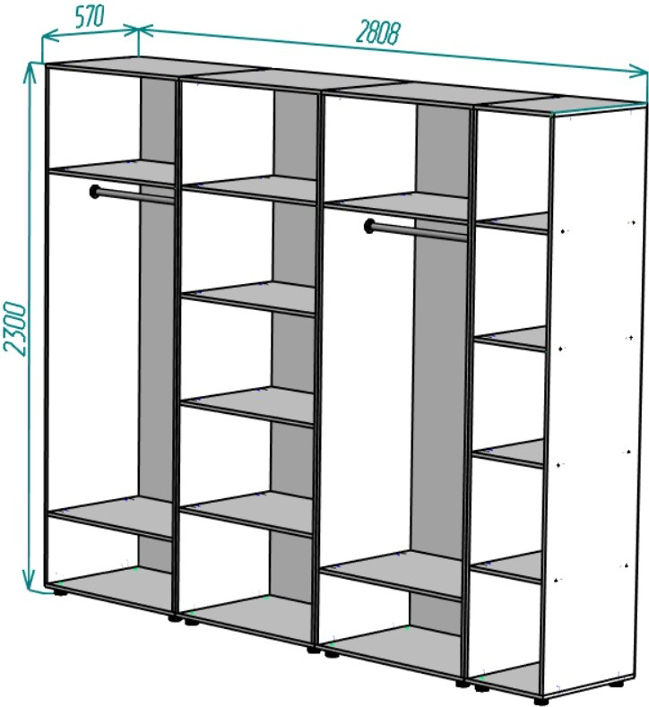 Комплект шкафов Мебель Азиии Йорк 280.8x57x230см базальт купить,243990