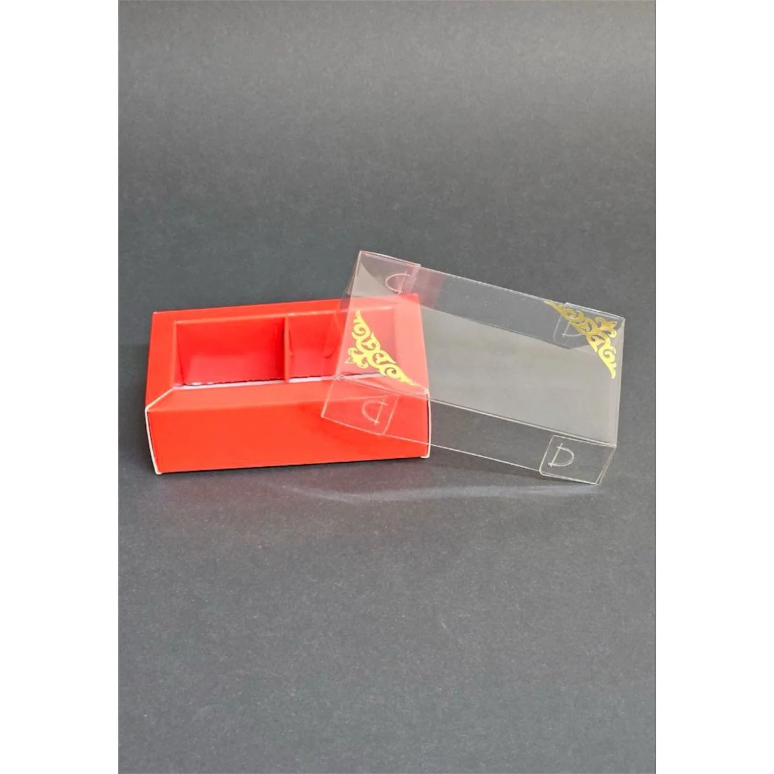 Коробка Box.kz с тиснением 2 ячейки 10х6х3 см 5 шт красная купить,0