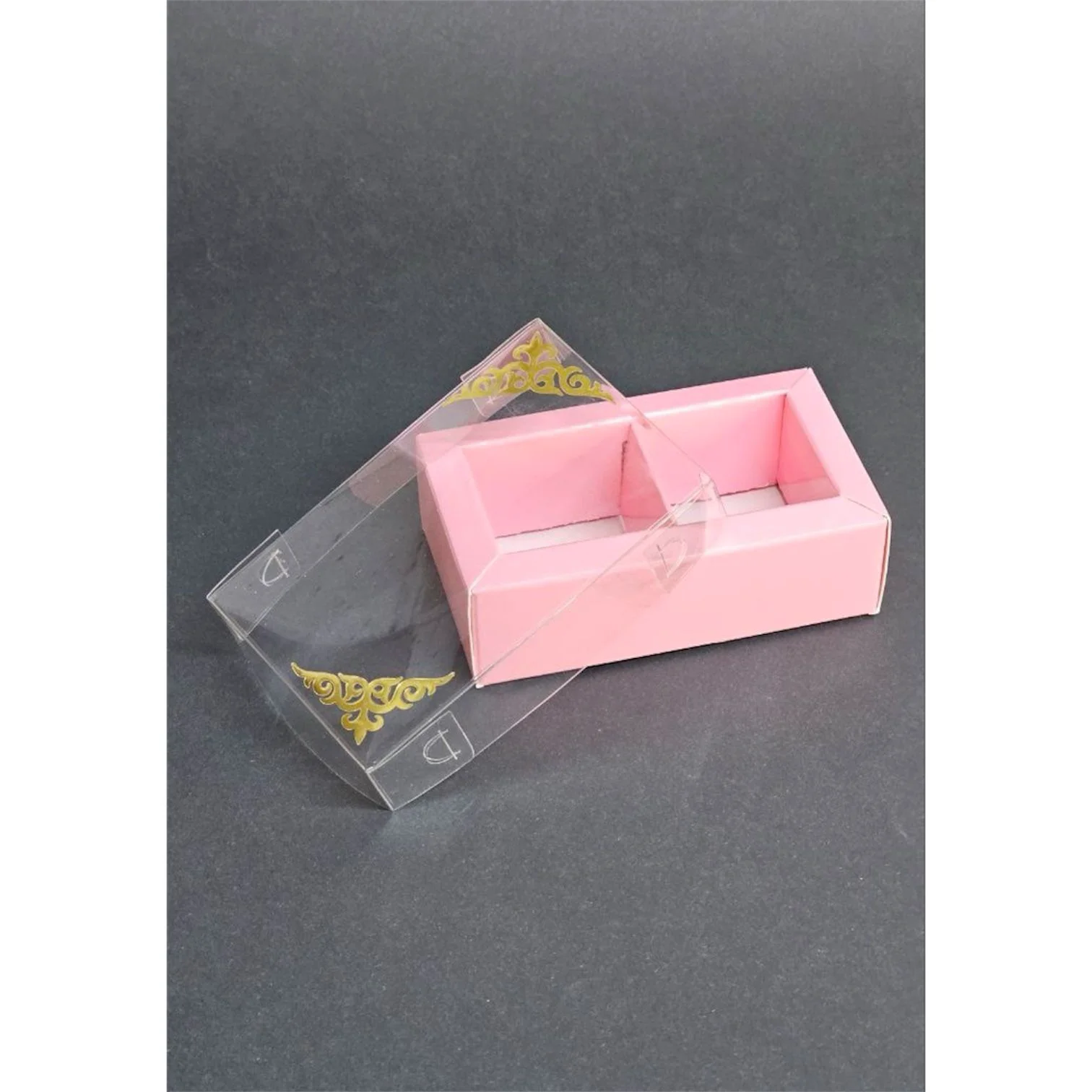 Коробка Box.kz с тиснением 2 ячейки 10х6х3 см 5 шт розовая