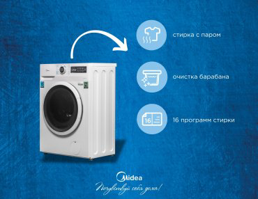 Стиральная машина Midea MF01610US40/W белый купить,119990
