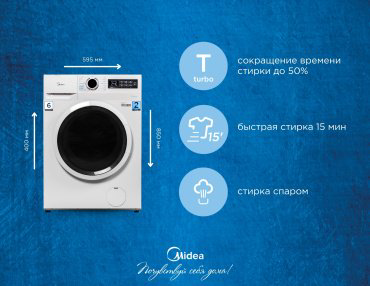 Стиральная машина Midea MF01610US40/W белый купить,119990