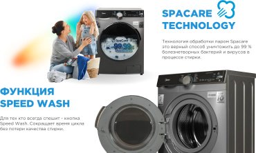 Стиральная машина Midea MFK03W70B/S-C серый - ForteMarket Стиральная машина Midea MFK03W70B/S-C серый купить,0