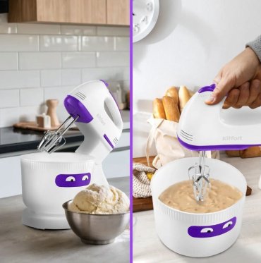 Миксер Kitfort КТ-3490 белый, фиолетовый купить,NaN