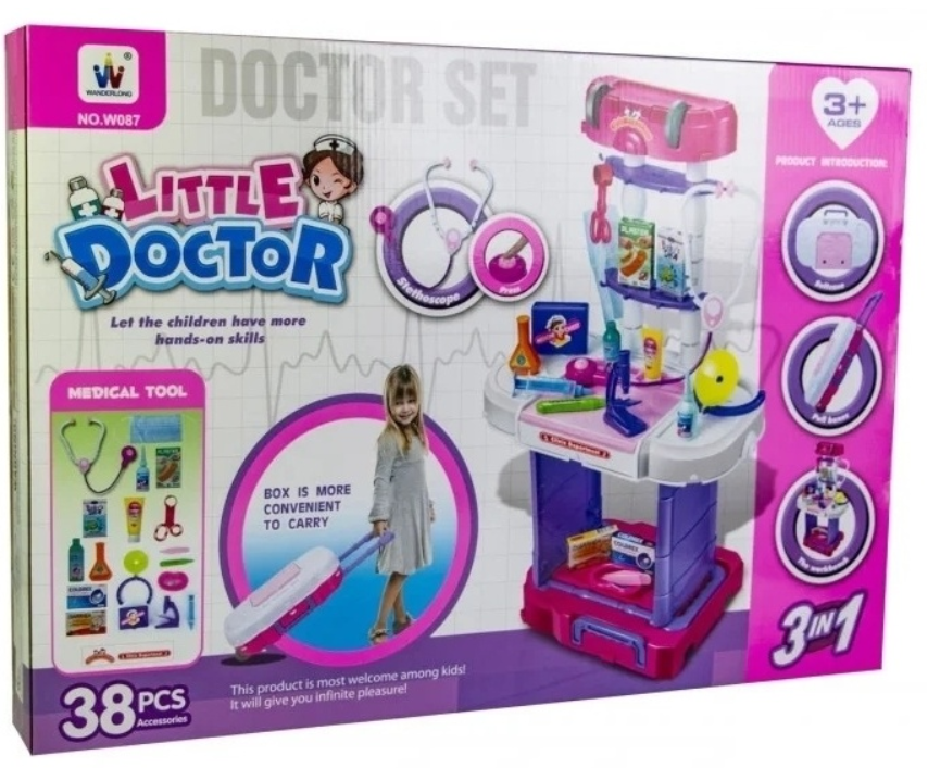 Набор доктора Wen sheng Little Doctor W087 с чемоданом розовый