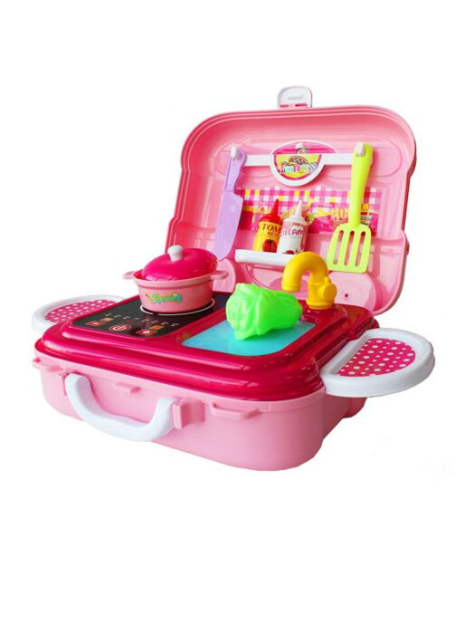 Игровой набор JD Toys Мобильная кухня в чемодане розовая 26пр  купить,NaN
