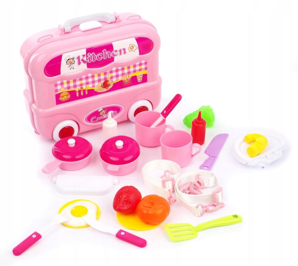 Игровой набор JD Toys Мобильная кухня в чемодане розовая 26пр  купить,NaN