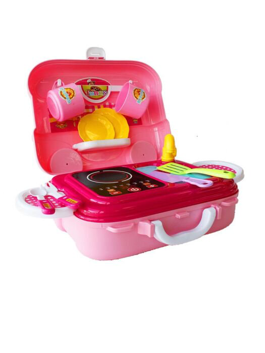 Игровой набор JD Toys Мобильная кухня в чемодане розовая 26пр  купить,NaN