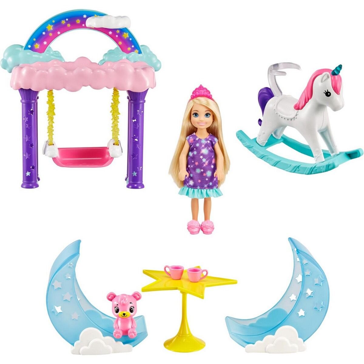 Игровой набор Barbie Челси с питомцем  в сиреневом платье купить,NaN